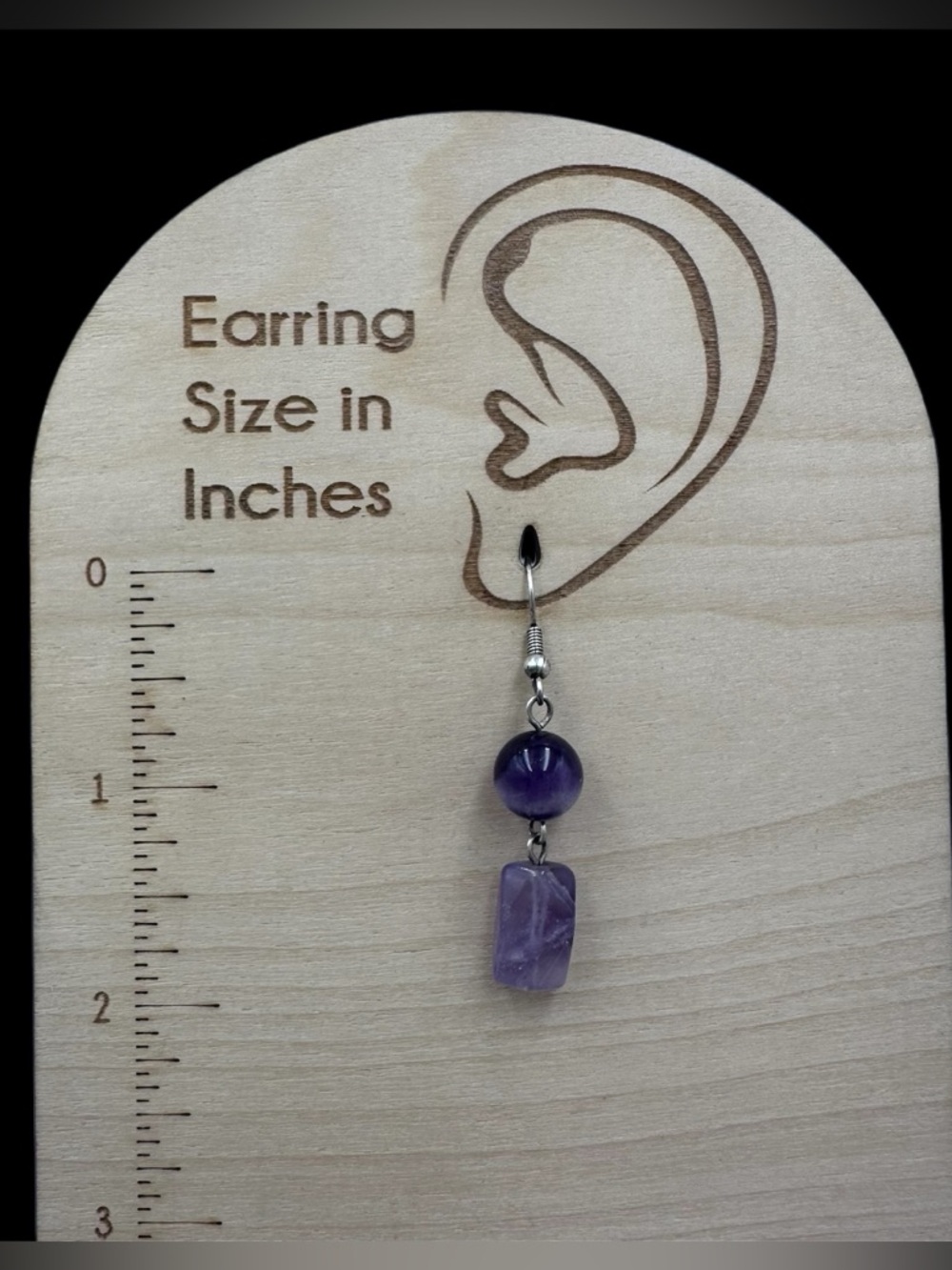 Genuine Amethyst Stone Teardrop  Necklace Earrings Set - Picture 2 of 4